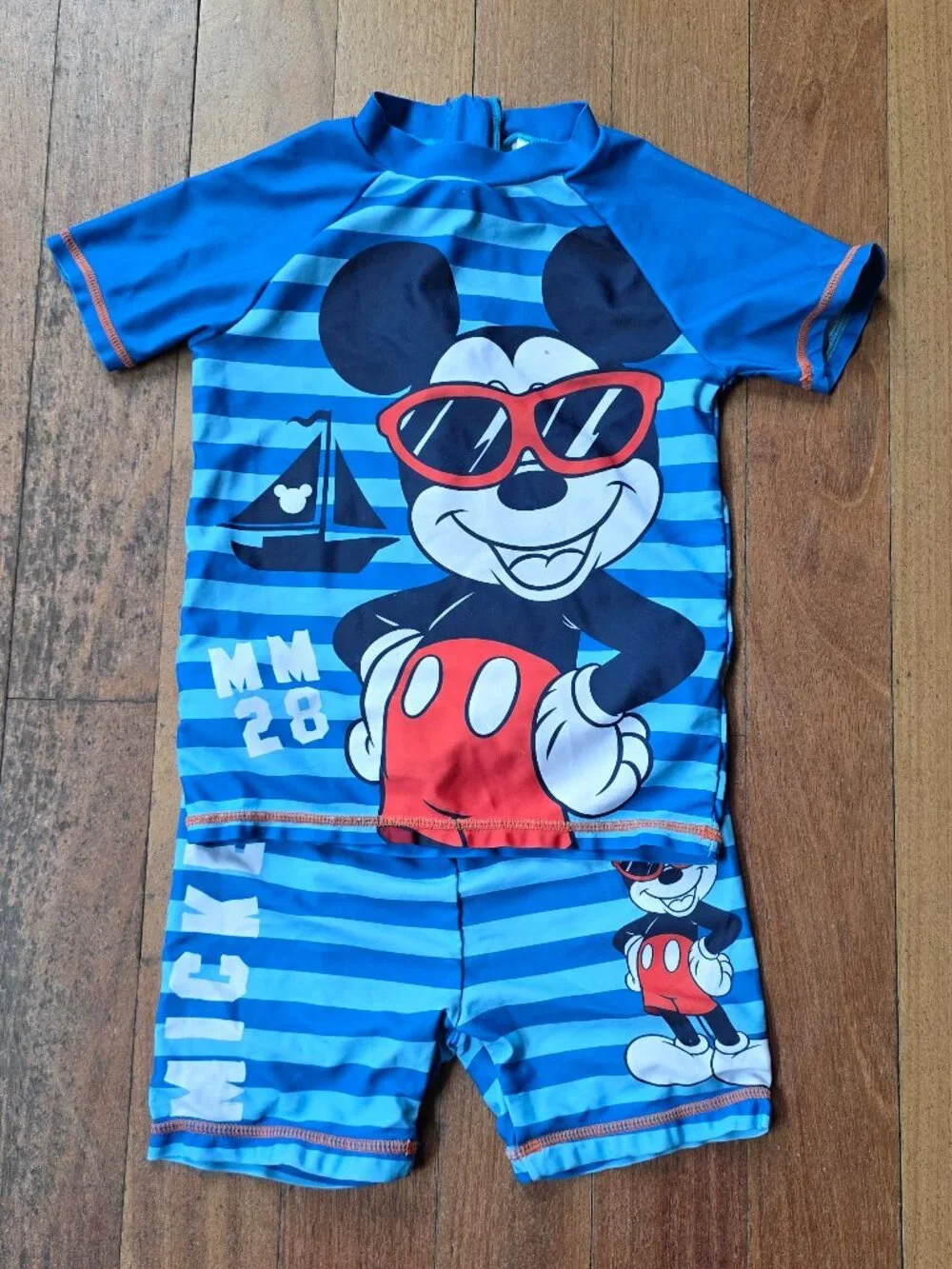 Disney Mickey And Friends Toddler Striped 2-Piece Bathing Suit Size 5